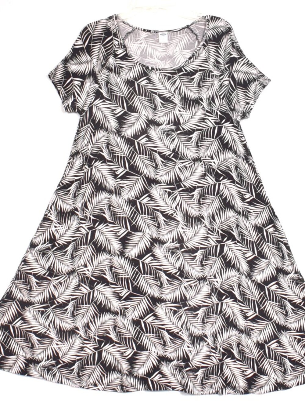 Old Navy Dress Women’s Size Small White & Black Leaf Print Stretchy Fabric